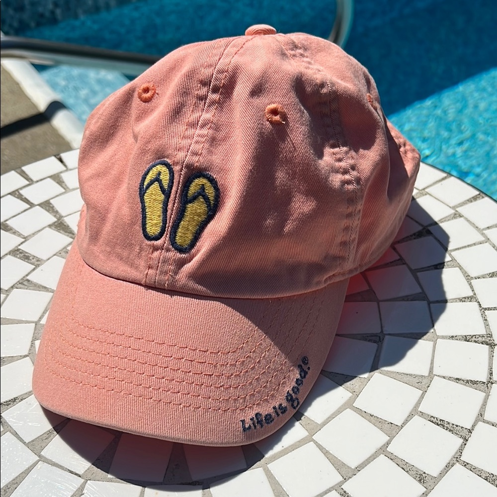 Life is Good hat flip flop embroidered on
